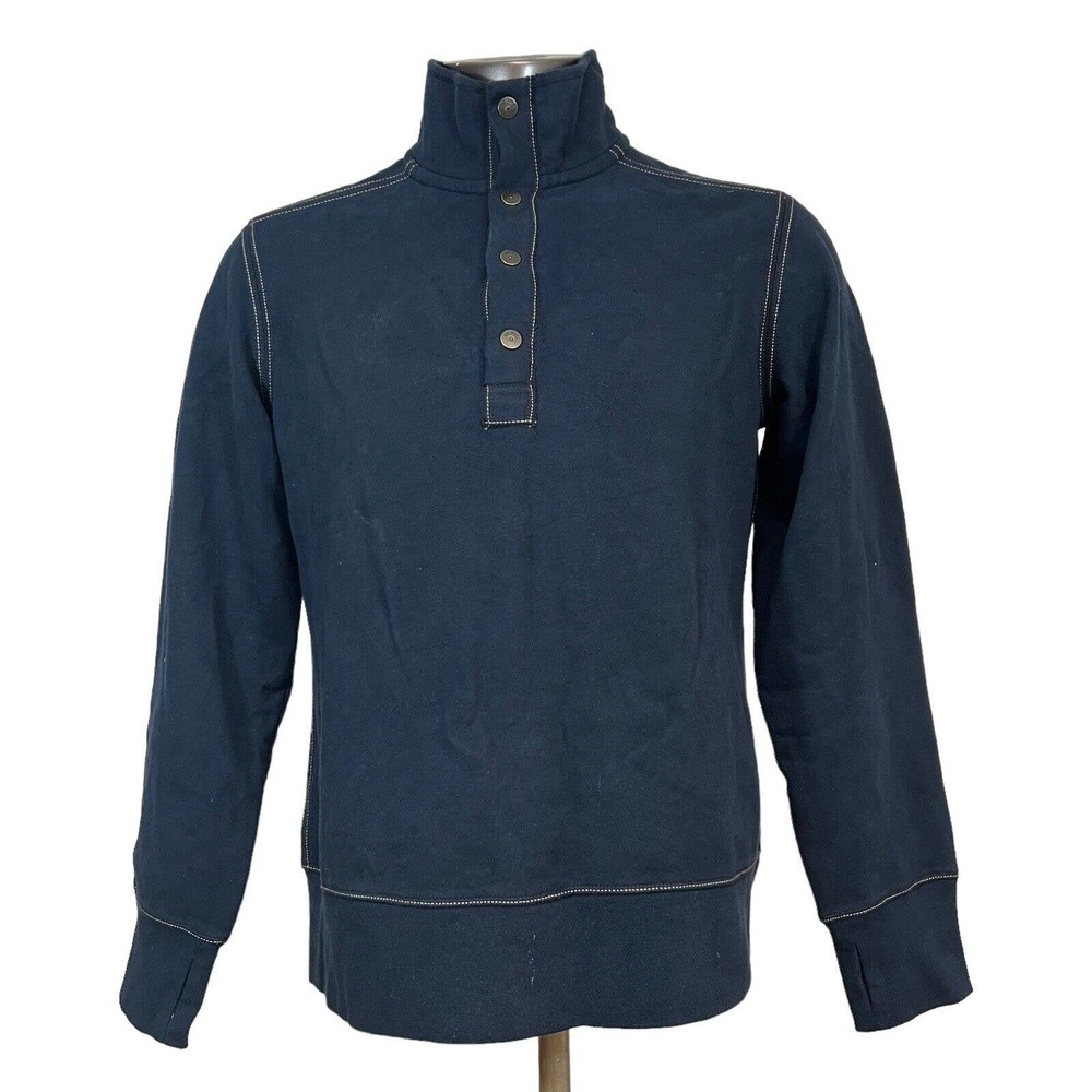Tommy Bahama Men's Pullover Sweatshirt 1/4 T-Snap Navy Blue Long Sleeve Fleece S